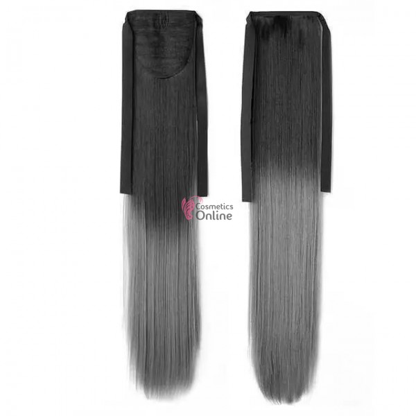 Extensie de par coada dreapta cu snur 70 cm Ombre Brunet cu Grey CYF7154289A1